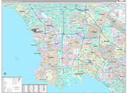 Southern Los Angeles County Wall Map Premium Style